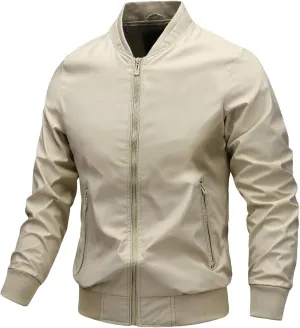 Men's Bomber Jacket Lightweight Full Zip Up Spring Fall Jacket Casual Windbreaker with Pockets for Men