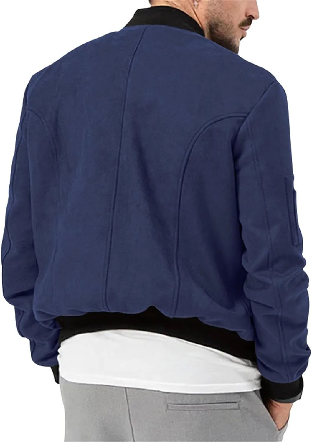 Mens Bomber Jackets Casual Lightweight Faux Leather Suede Jacket Softshell Flight Varsity Jacket Windbreaker for Men