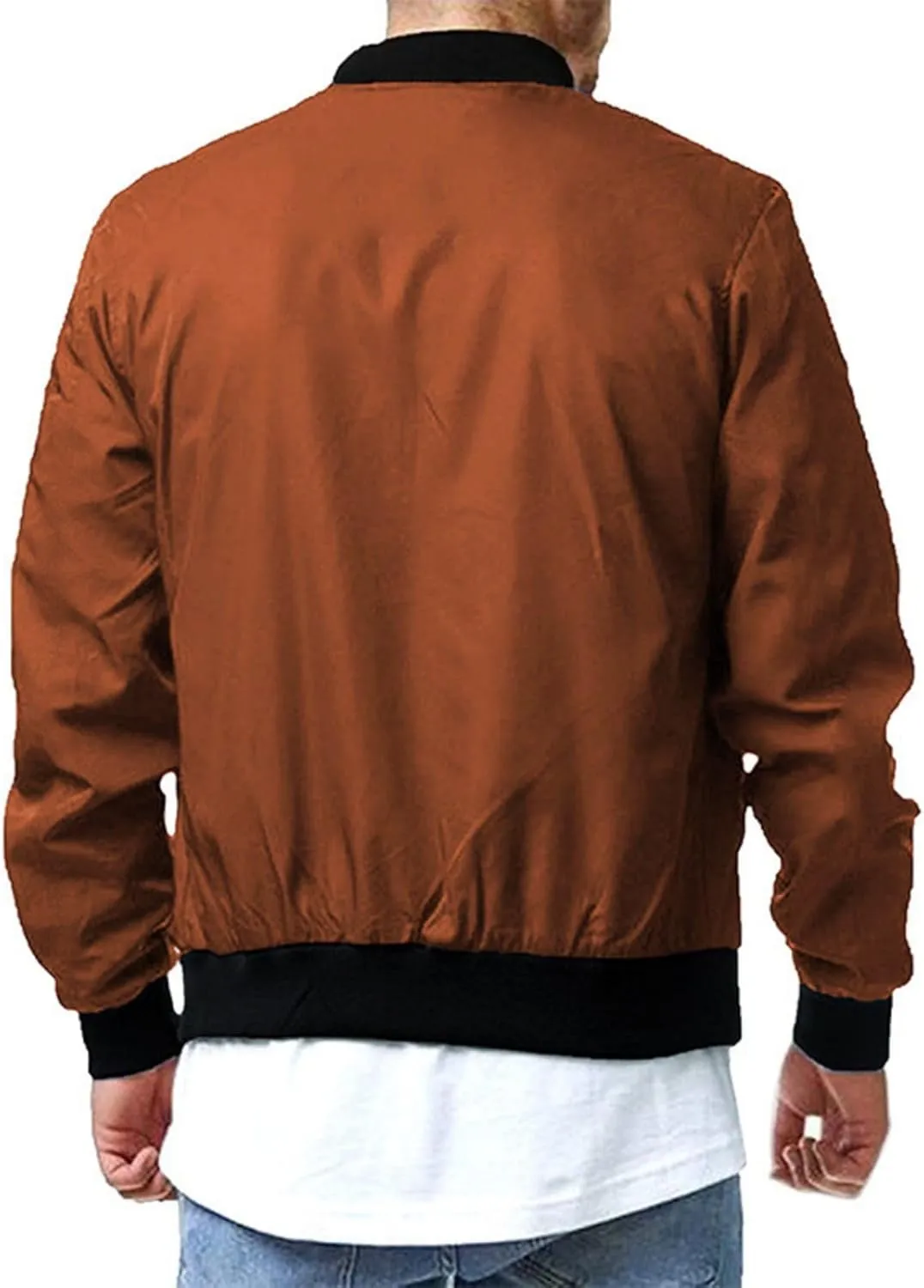 Mens Casual Bomber Jackets Lightweight Windbreaker Summer Jacket Long Sleeve Plain Coats Fashion Fall Tops for Mens