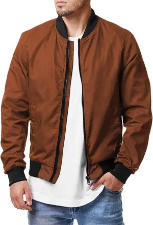 Mens Casual Bomber Jackets Lightweight Windbreaker Summer Jacket Long Sleeve Plain Coats Fashion Fall Tops for Mens