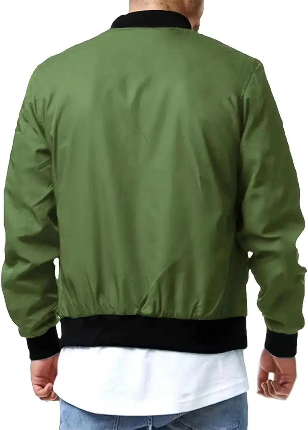 Mens Casual Bomber Jackets Lightweight Windbreaker Summer Jacket Long Sleeve Plain Coats Fashion Fall Tops for Mens