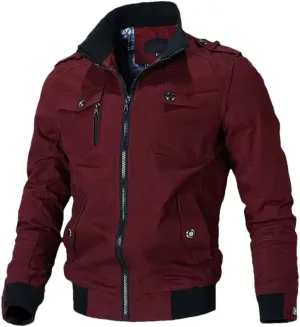 Men's Casual Stand Collar Slim Jacket Pilot Jacket Windbreaker Jacket Jacket