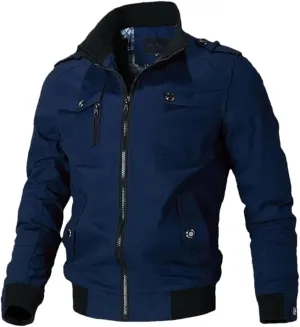 Men's Casual Stand Collar Slim Jacket Pilot Jacket Windbreaker Jacket Jacket