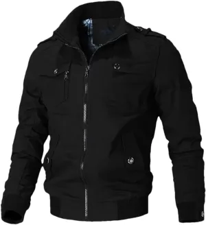 Men's Casual Stand Collar Slim Jacket Pilot Jacket Windbreaker Jacket Jacket