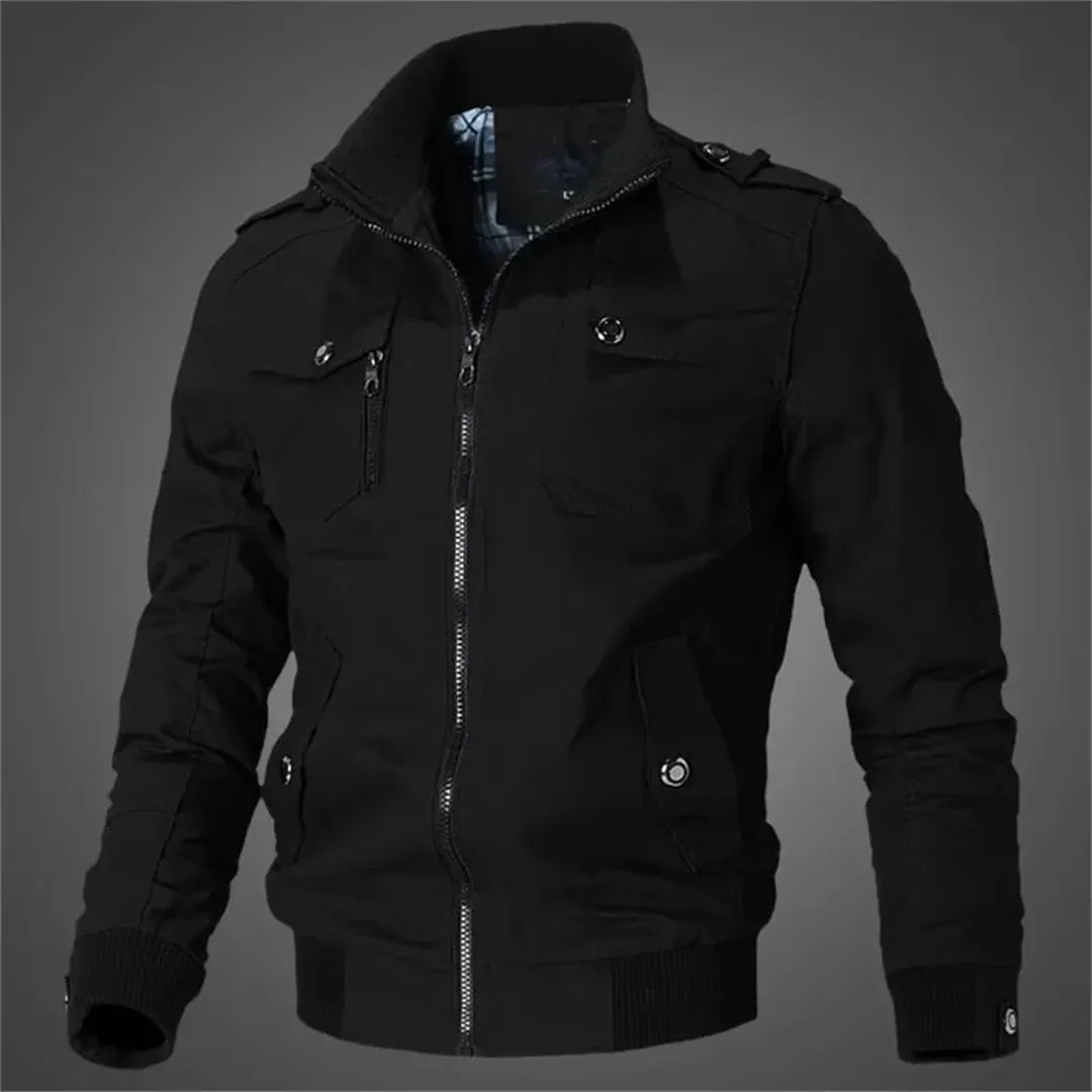 Men's Casual Stand Collar Slim Jacket Pilot Jacket Windbreaker Jacket Jacket