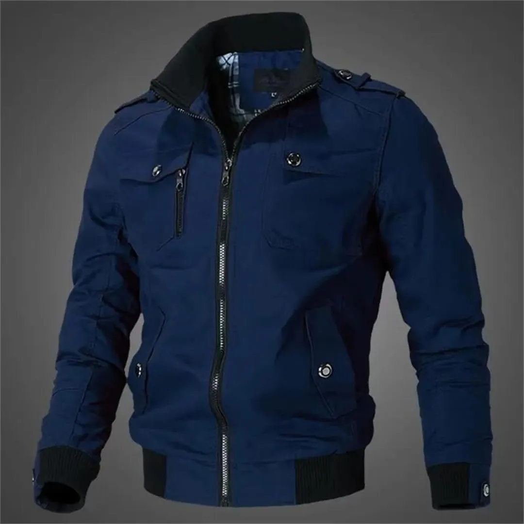 Men's Casual Stand Collar Slim Jacket Pilot Jacket Windbreaker Jacket Jacket