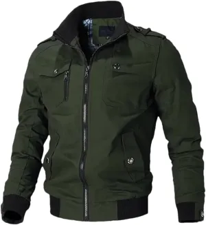 Men's Casual Stand Collar Slim Jacket Pilot Jacket Windbreaker Jacket Jacket