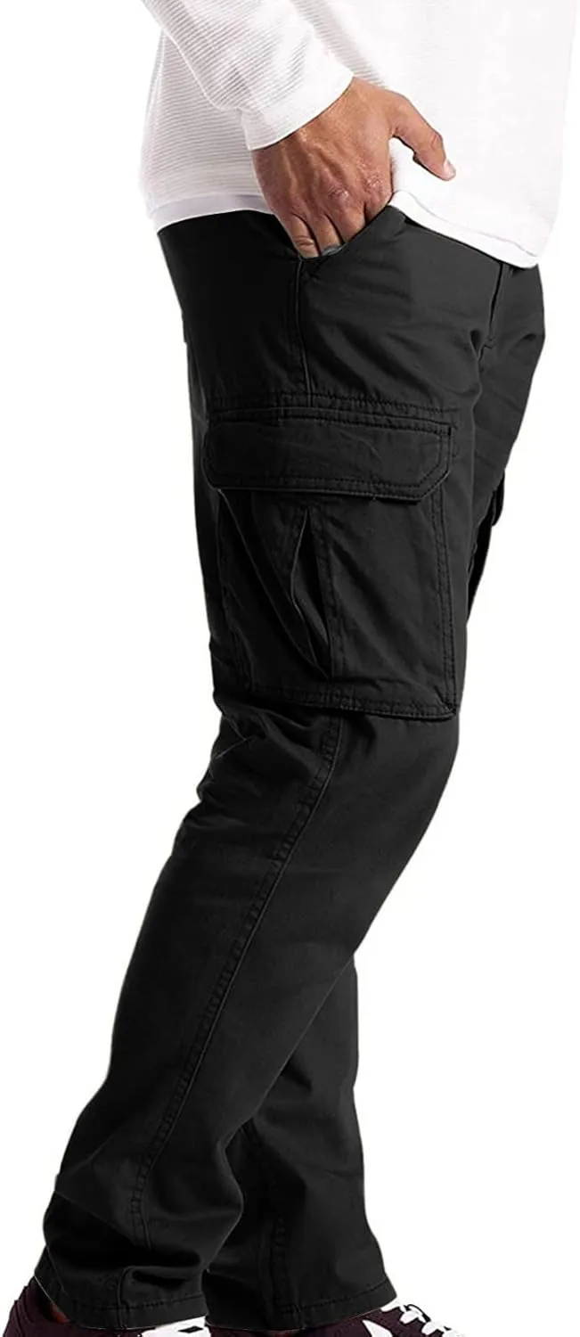 Men's Causal Cargo Pants Solid Color Multi Pockets Straight Trousers Outdoor Wearing Pants with Pockets Overalls