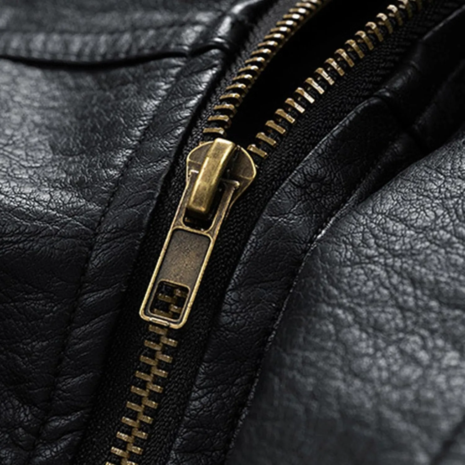 Mens Faux Leather Jacket Winter Warm Fleece Lined Fashion Motorcycle Jackets Coat Full Zip Buttons Stand Collar Coats