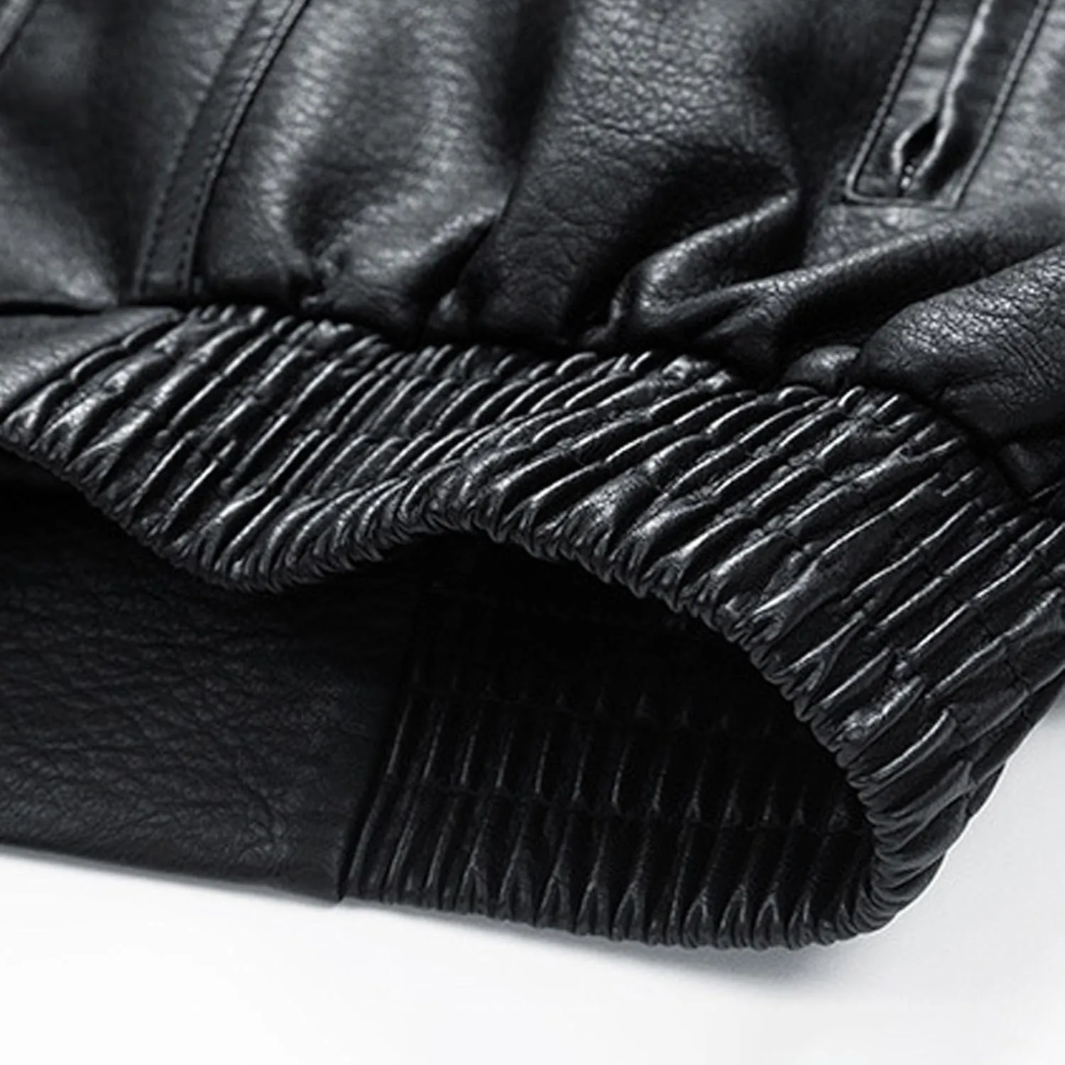 Mens Faux Leather Jacket Winter Warm Fleece Lined Fashion Motorcycle Jackets Coat Full Zip Buttons Stand Collar Coats