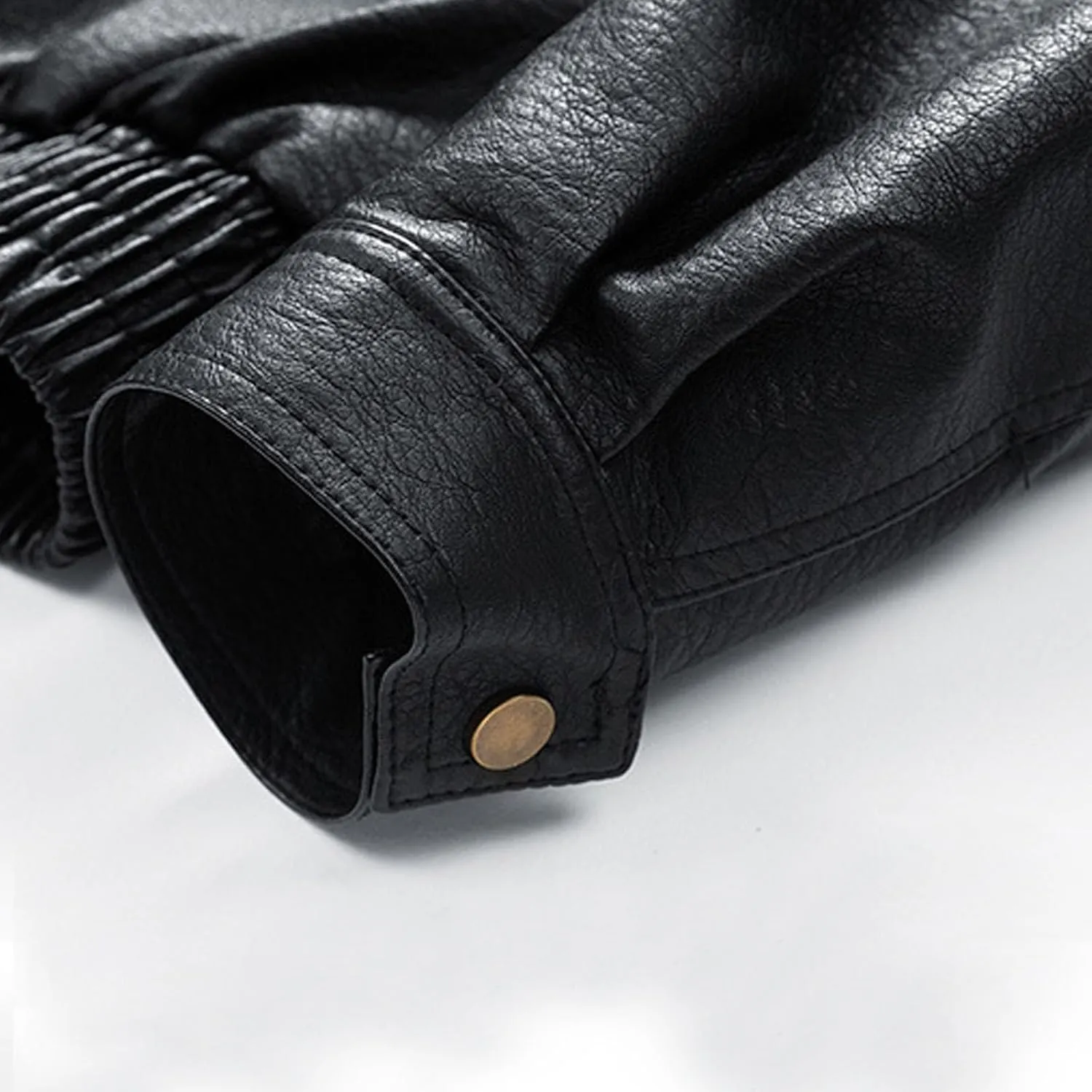Mens Faux Leather Jacket Winter Warm Fleece Lined Fashion Motorcycle Jackets Coat Full Zip Buttons Stand Collar Coats