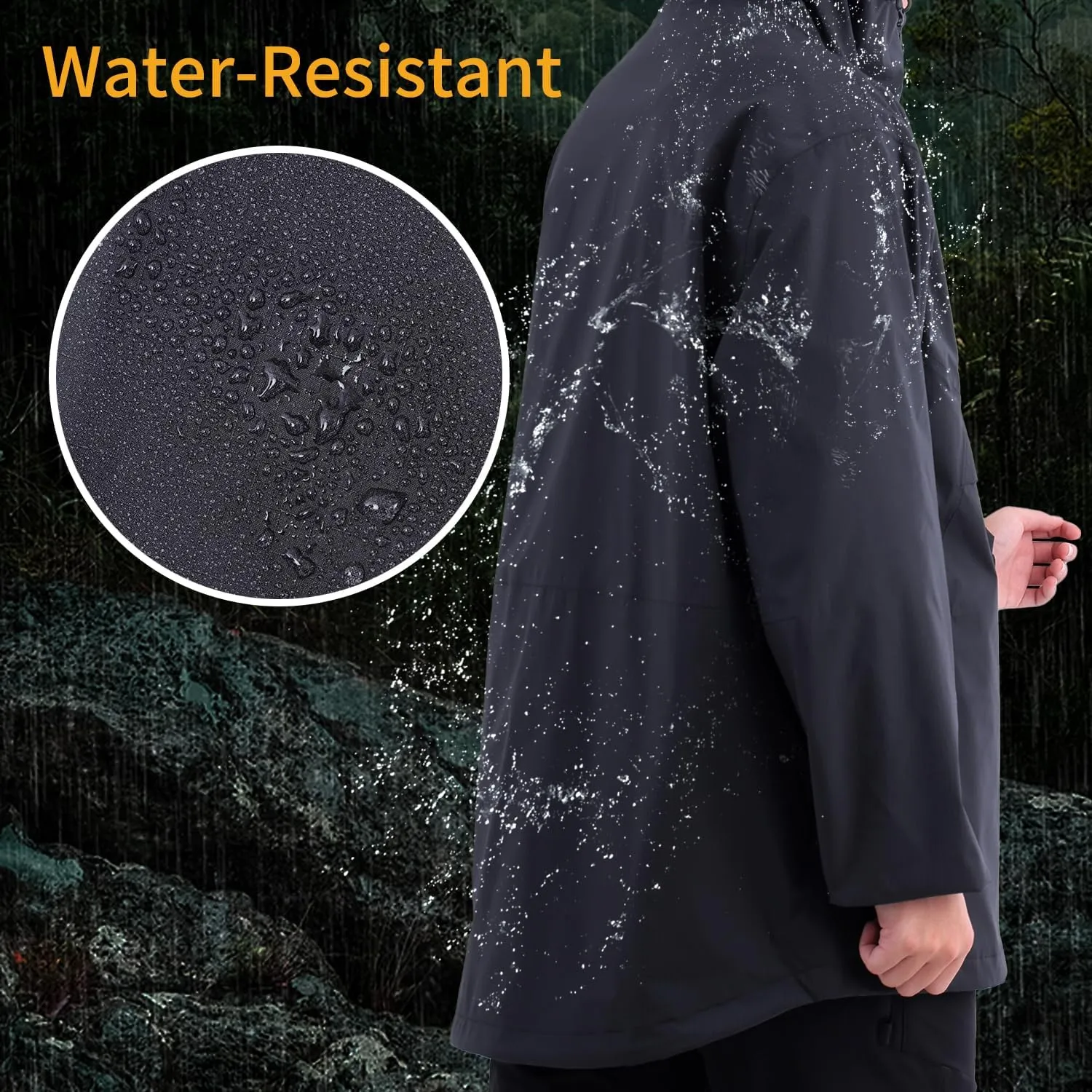 Men's Lightweight Waterproof Sports Zip Hoodie Rain Jacket, Cycling Windbreaker Pullover Coats, Breathable Coat