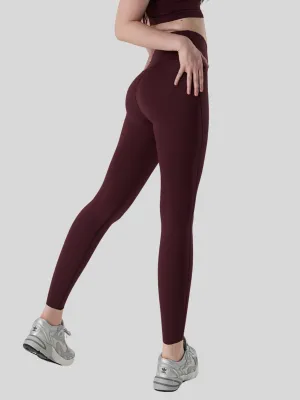 Merlot "Tessa" High Rise Compressive Leggings with Waist Hem