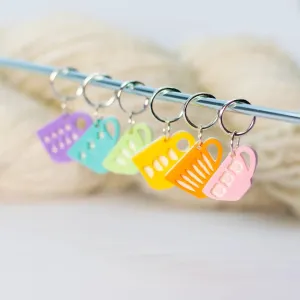 Mid-Century Tea Cup Stitch Markers – Pastel Collection