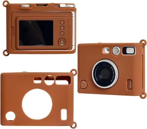 Mini EVO Case - Soft Silicone Cover Bag for Fujifilm Instax Mini EVO Instant Camera - Brown