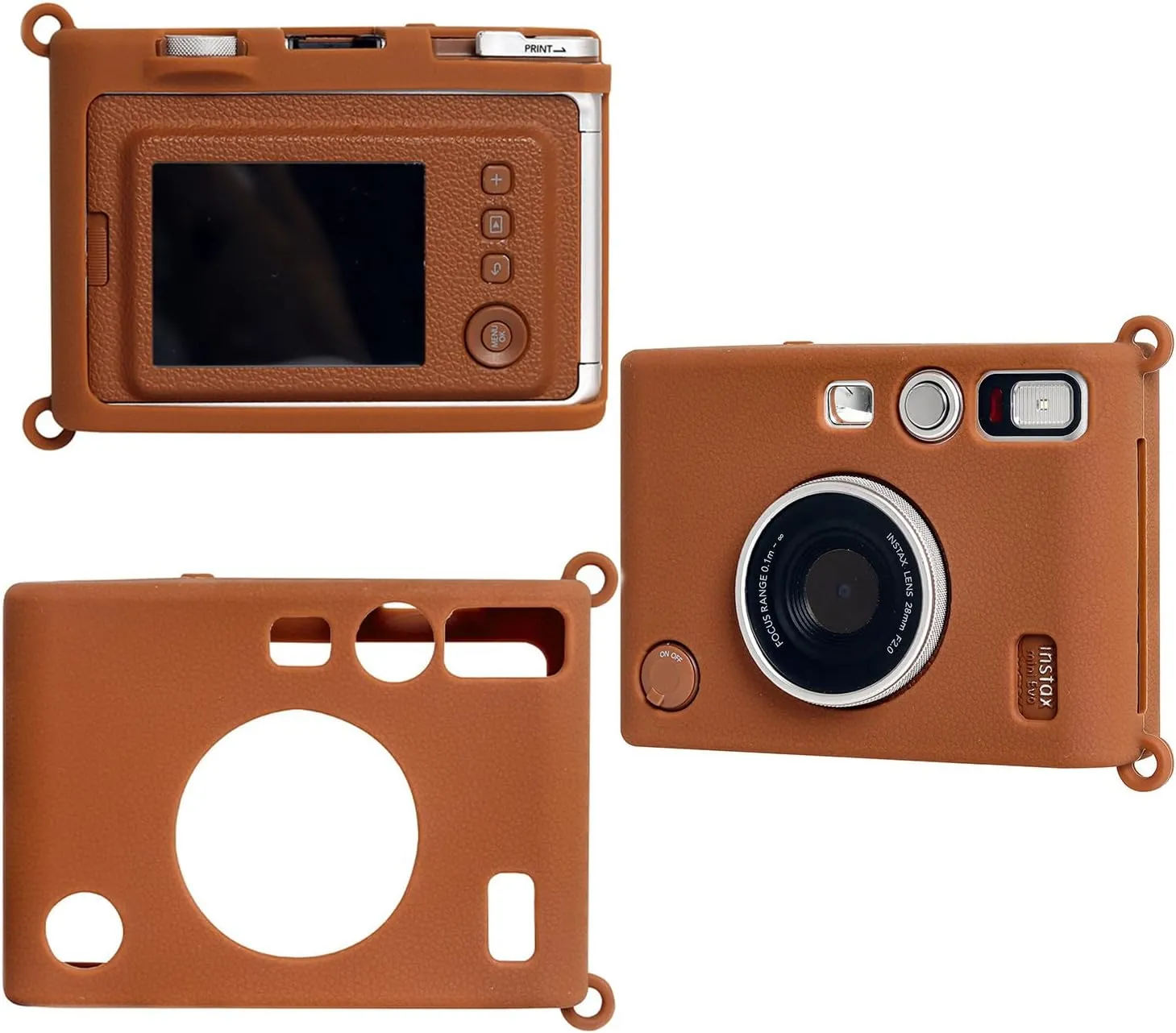 Mini EVO Case - Soft Silicone Cover Bag for Fujifilm Instax Mini EVO Instant Camera - Brown