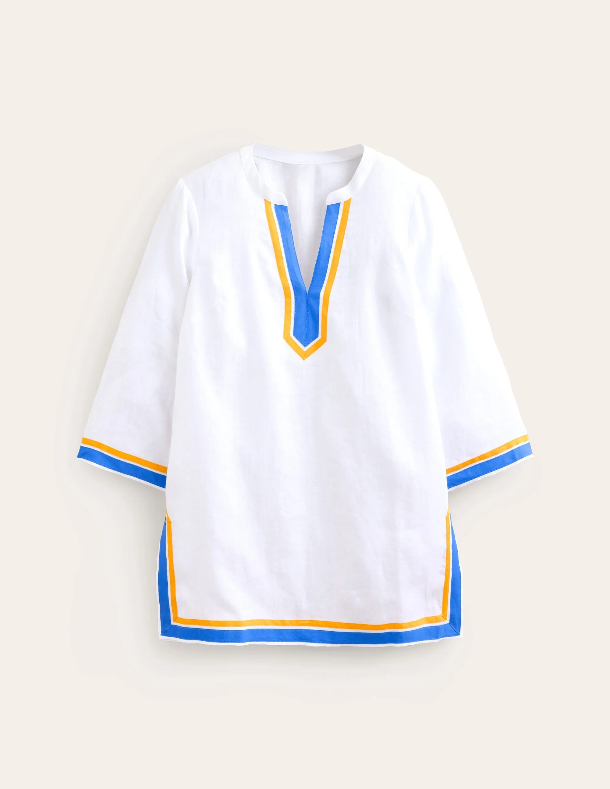 Neck Detail Tunic Top-White, Surf the Web