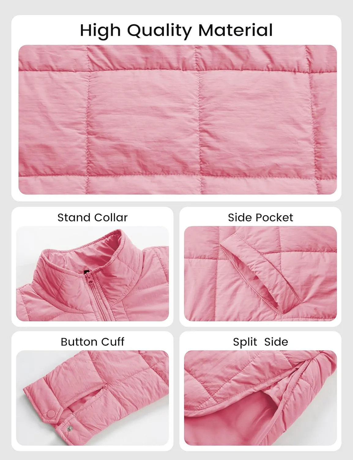 Omoone Women's Quilted Puffer Jacket Zip Up Oversized Lightweight Padded Down Coat Outerwear