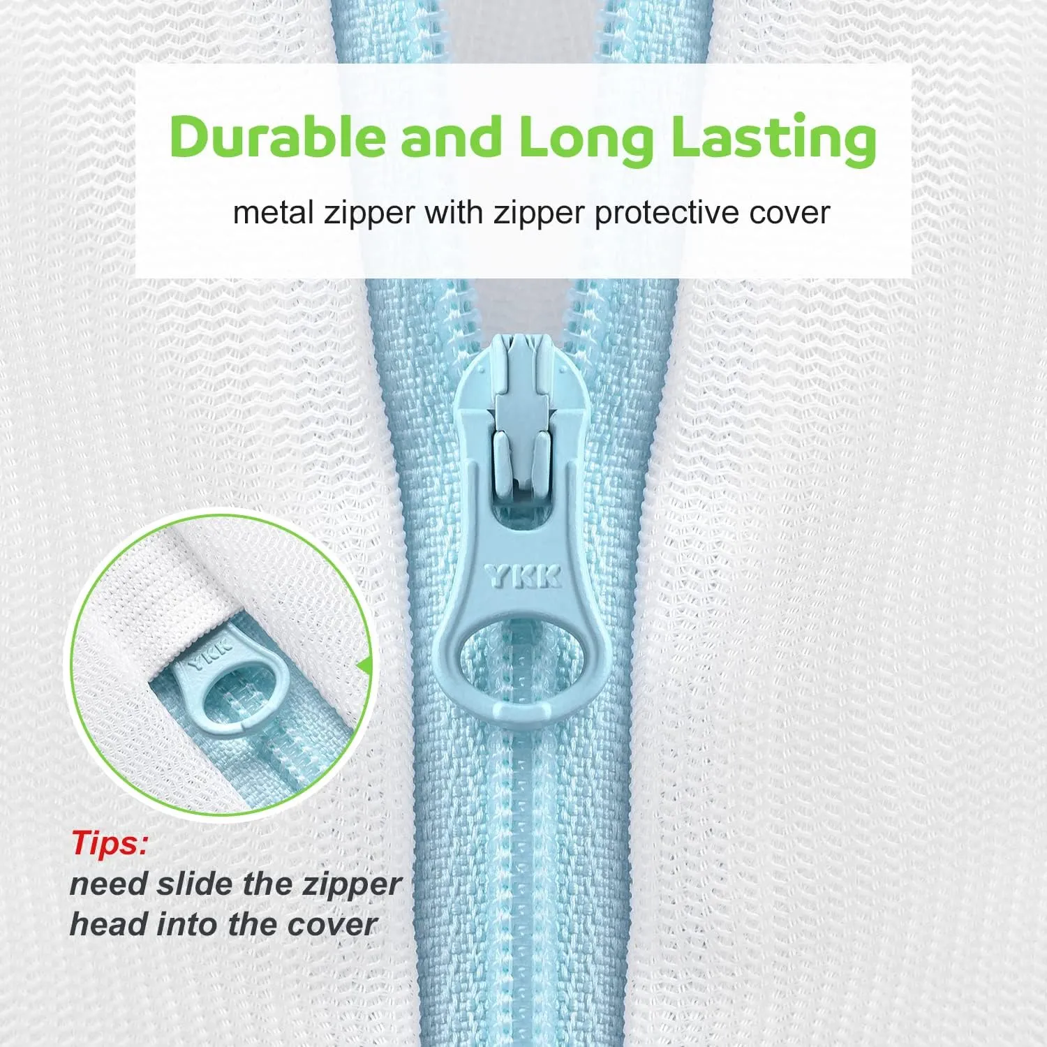 OTraki 2 Pack Mesh Laundry Bag 16x20 inch Wash Bag for Delicates Washing Machine Mesh Bags with Zipper Handle Home Travel Dorm Laundry Bag for Coat Sweater Lingerie Sock White