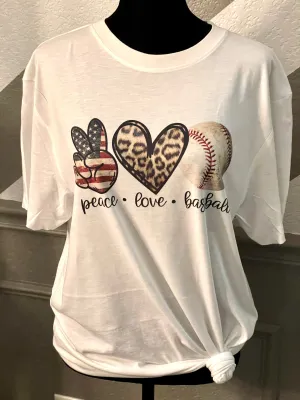 Peace, Love, Baseball Tee