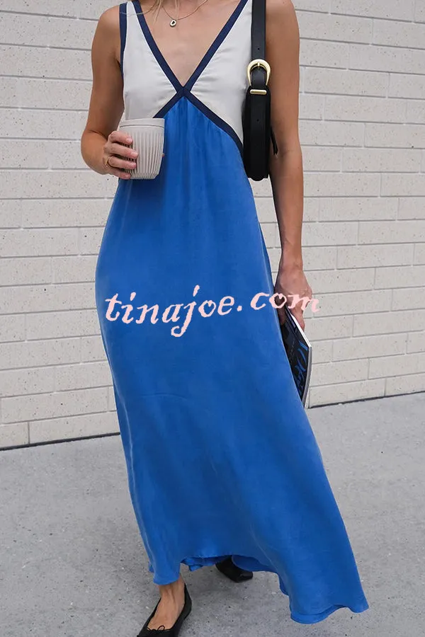 Perfect for Summer Weddings Satin Contrast Colour Relaxed Maxi Dress