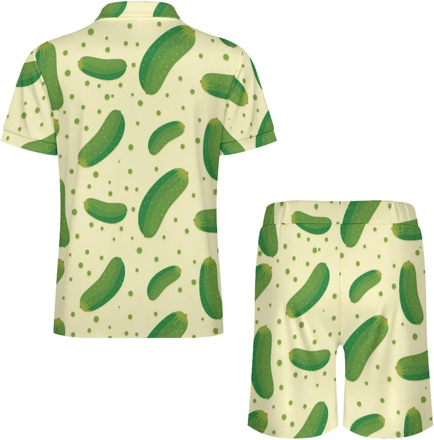 Pickle Pattern Men's Polo Shirt Top And Shorts Sets 2 Piece Short Sleeve Outfits