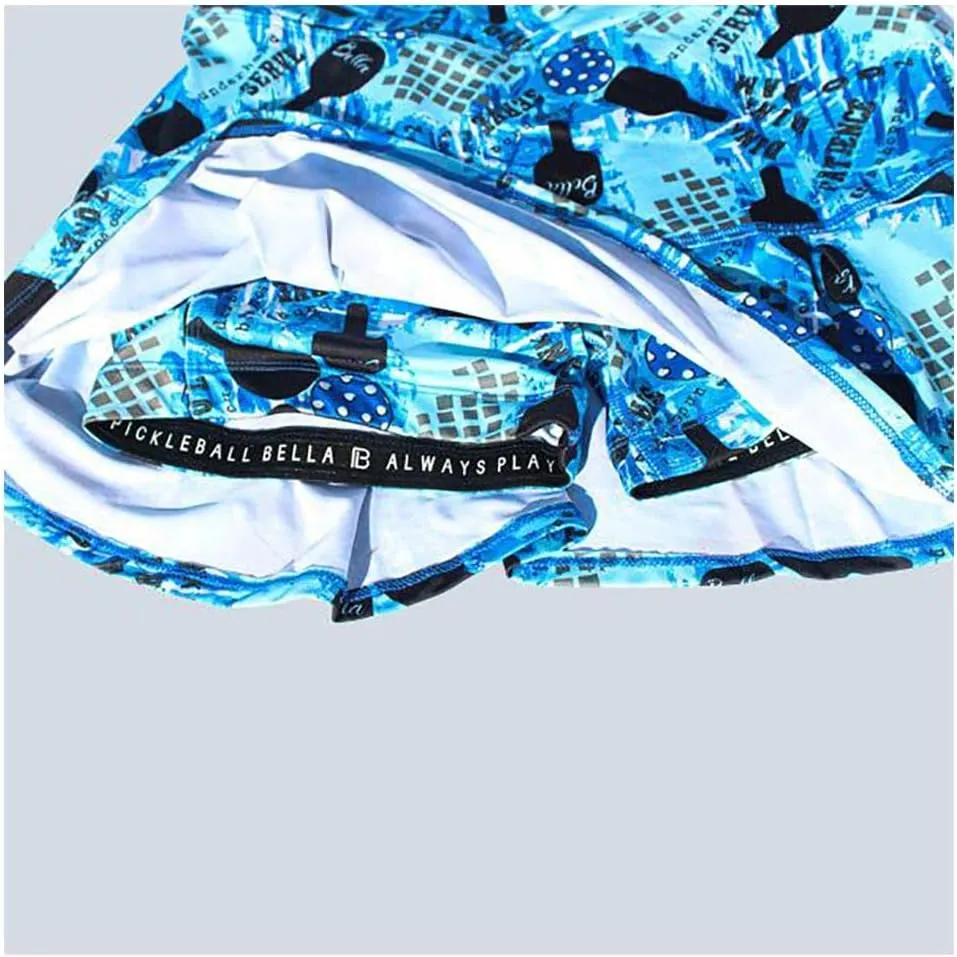 Pickleball Skirt, Women's Pickleball Skort, Pickleball Skirt with Attached Shorts, Graffiti 2 Drop Pleat