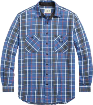 POLO RALPH LAUREN Mens Classic Fit Denim & Supply Plaid Flannel Workshirt