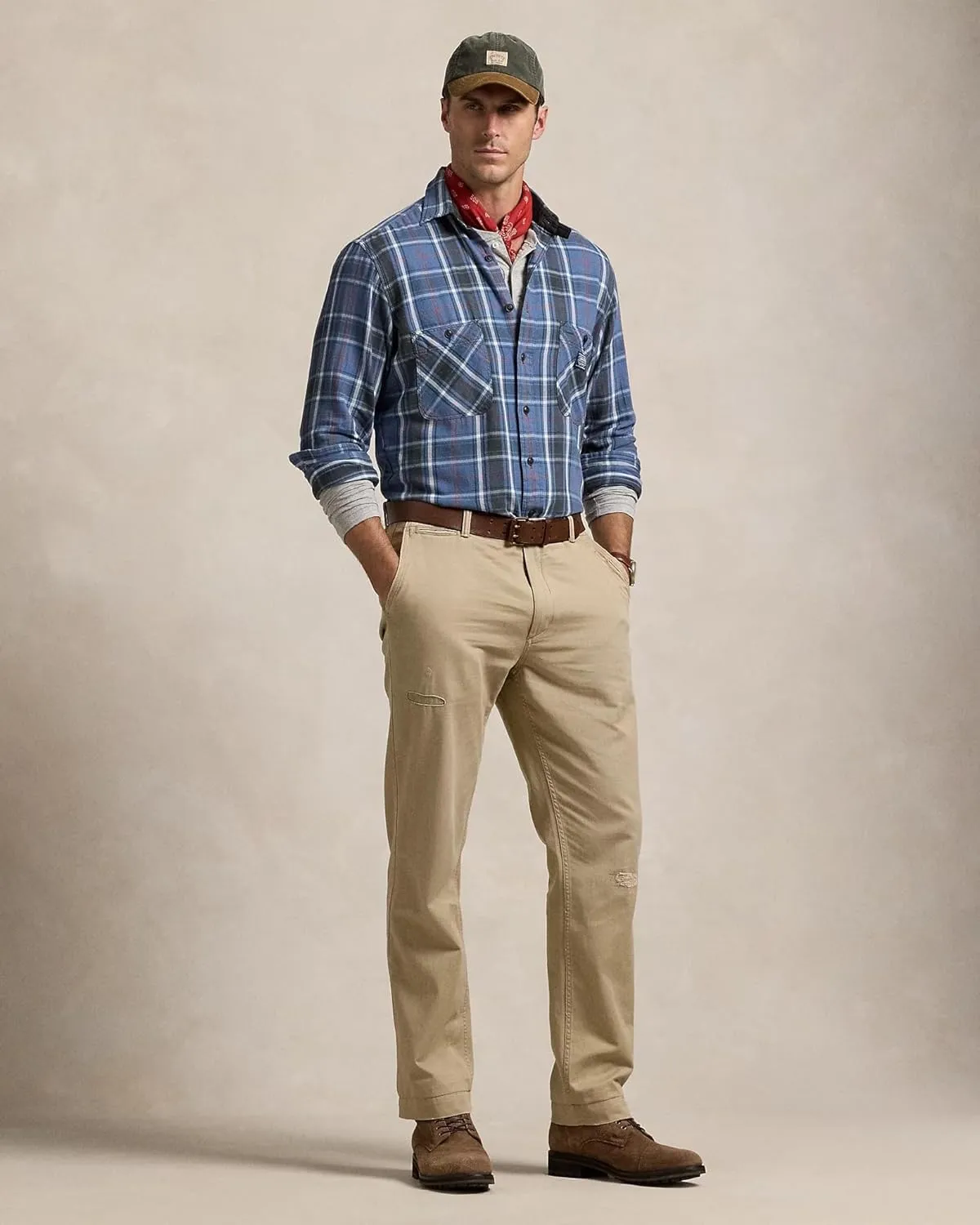 POLO RALPH LAUREN Mens Classic Fit Denim & Supply Plaid Flannel Workshirt