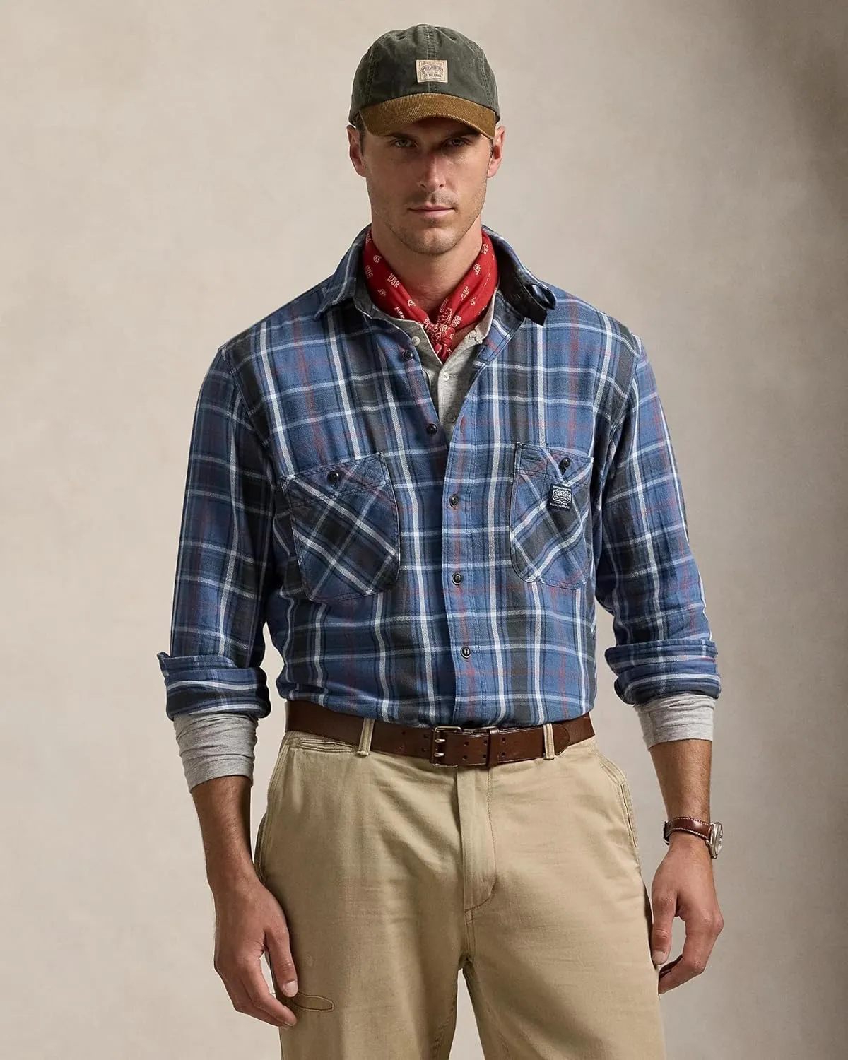 POLO RALPH LAUREN Mens Classic Fit Denim & Supply Plaid Flannel Workshirt