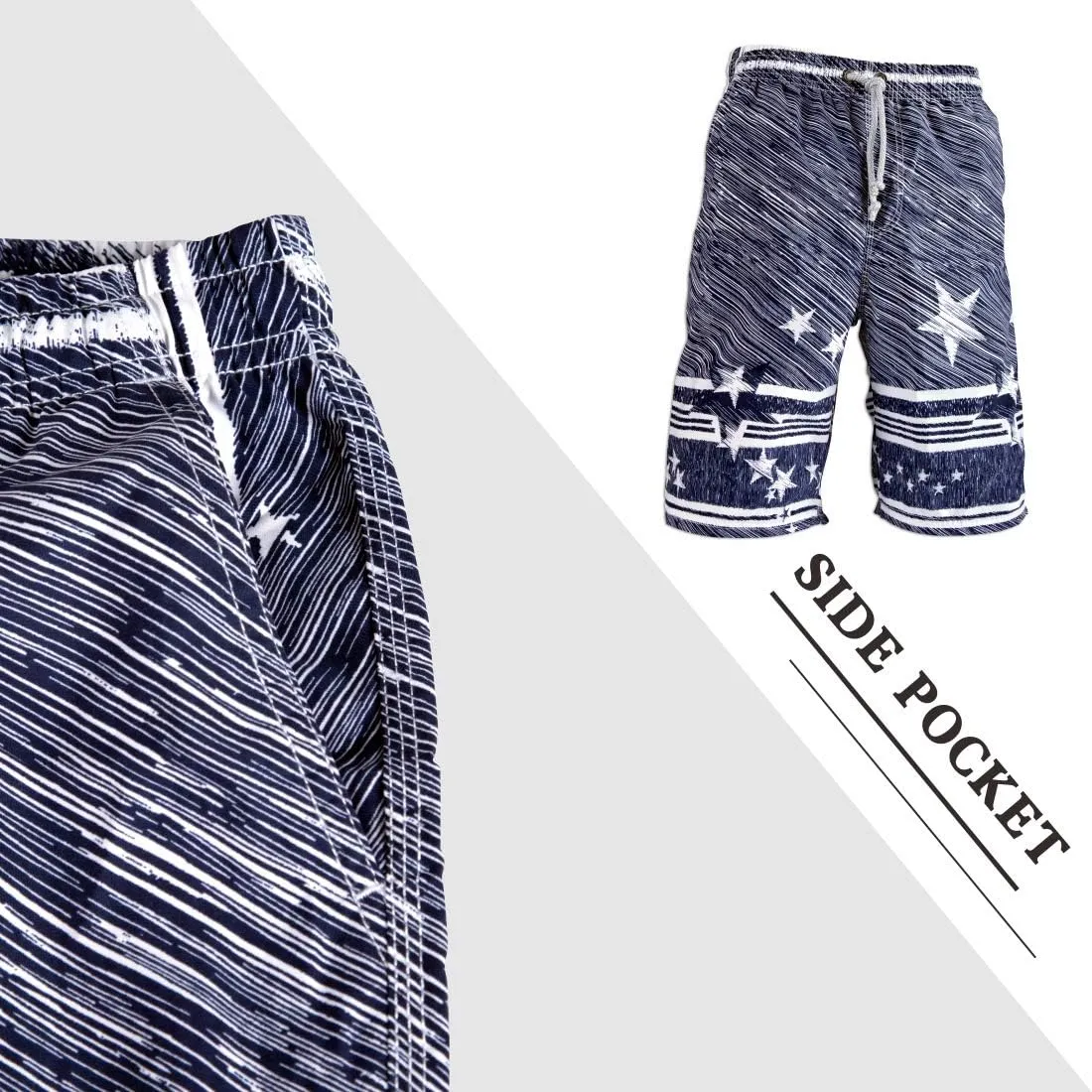 PREFER TO LIFE Men's Board Shorts, Quick Dry Swimwear Beach Holiday Party Bermuda Swim Big Pants 