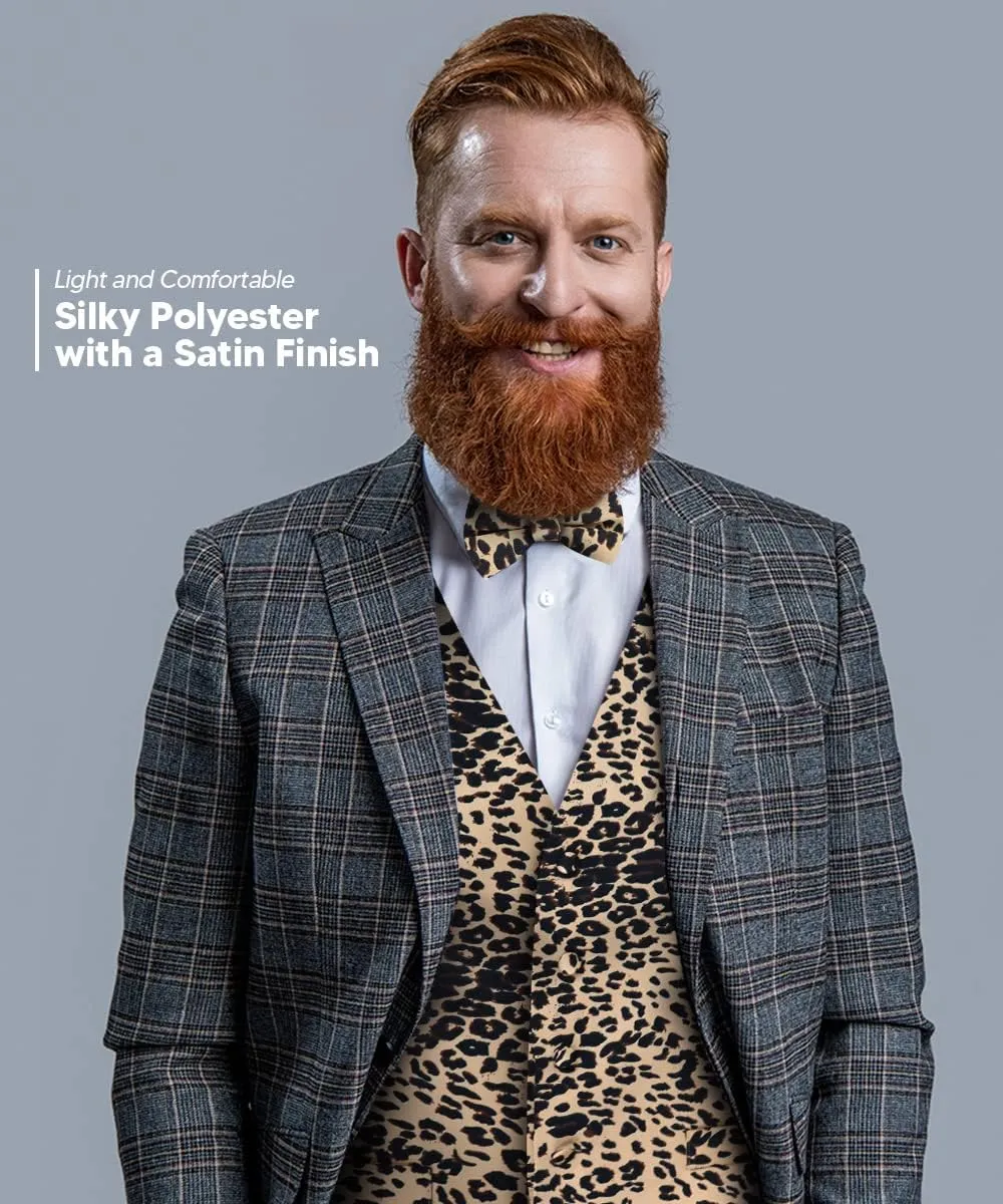 Premium Mens Vest & Bow Tie 2PC Set - African Kente & Animal Print Vest Set