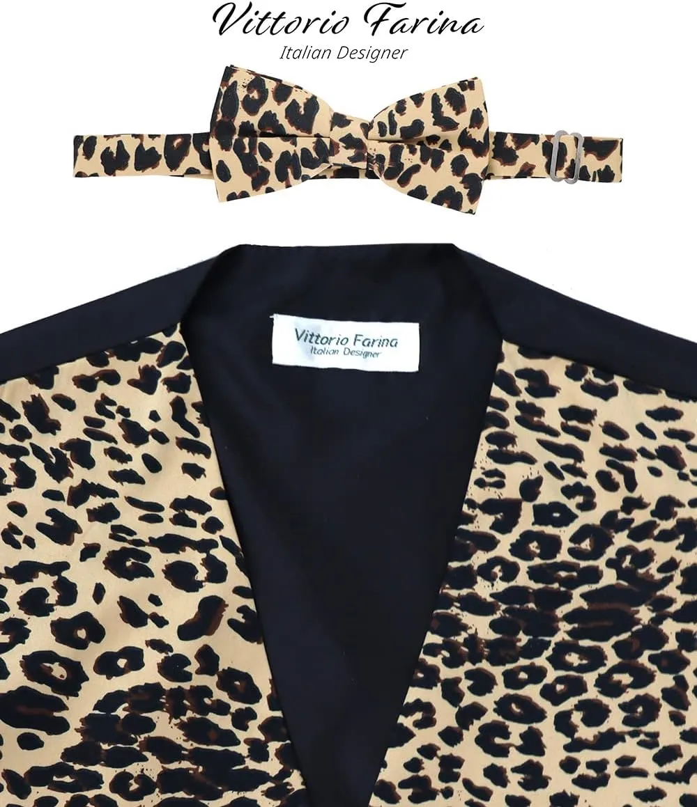 Premium Mens Vest & Bow Tie 2PC Set - African Kente & Animal Print Vest Set