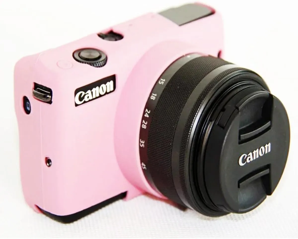 Professional Secure Silicone Camera Cases Bag Housing Rubber Body Skin for Canon EOS M10 Digital SLR Camera Protective Case (Pink)