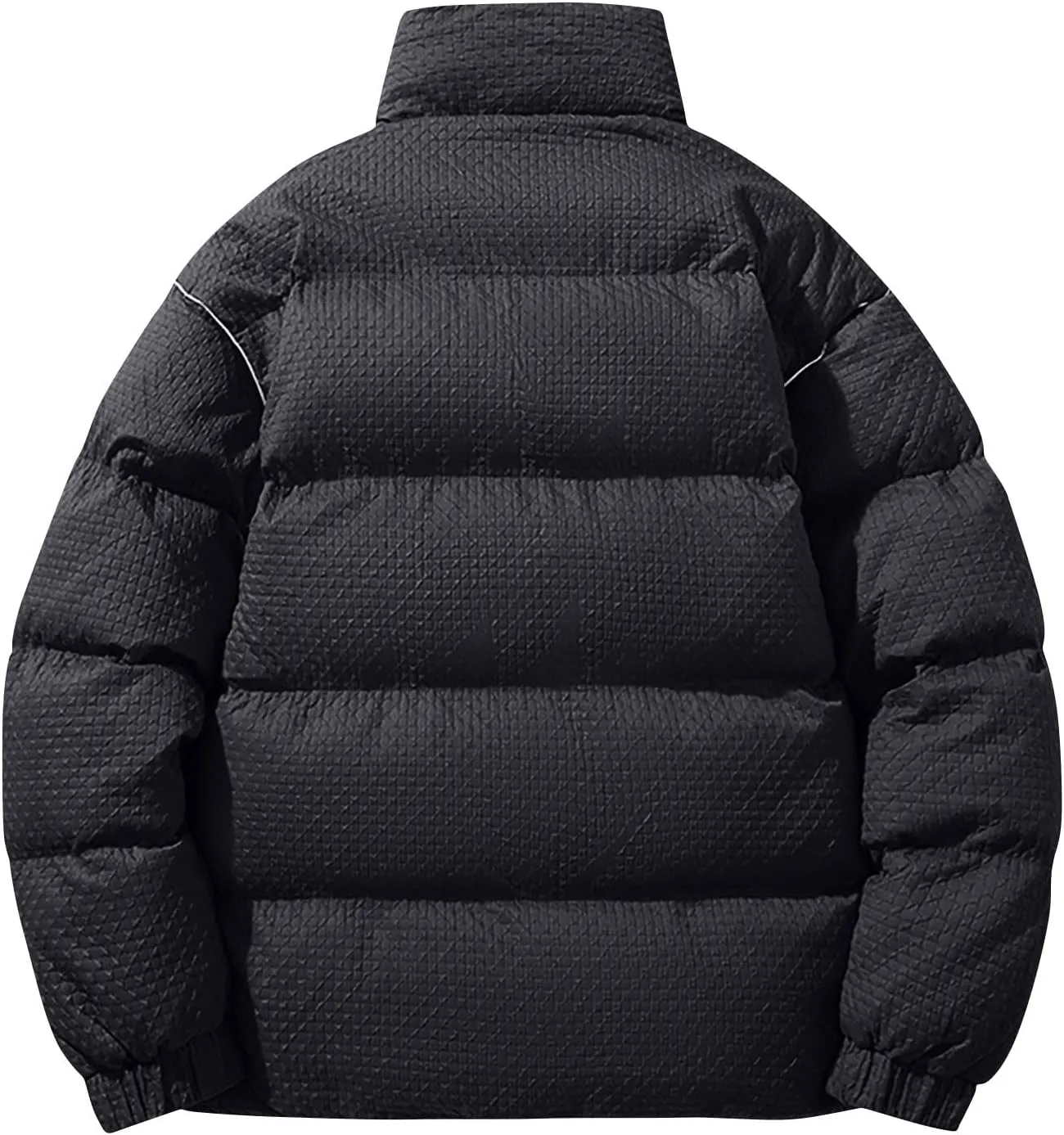 Puffer Quilted Jackets for Men Thickened Full Zip Padded Jackets Outerwear Casual Long Sleeve Stand Collar Down Coats