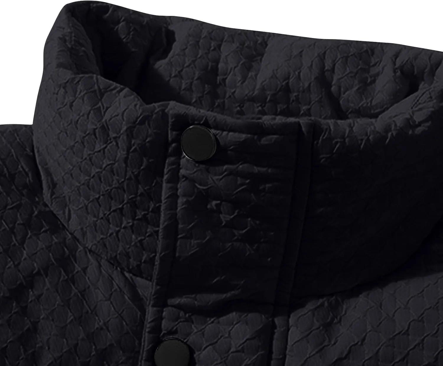 Puffer Quilted Jackets for Men Thickened Full Zip Padded Jackets Outerwear Casual Long Sleeve Stand Collar Down Coats