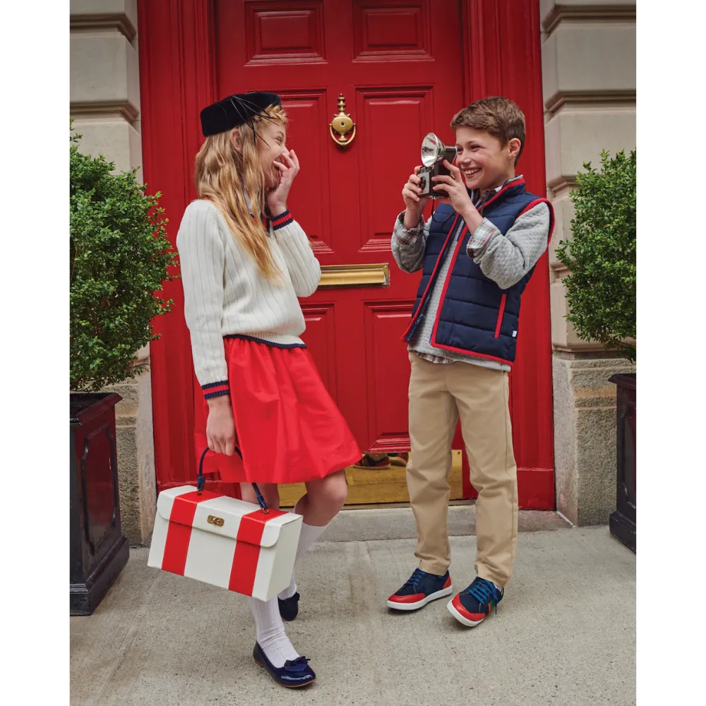 Puffer Vest -- Navy w/ Red
