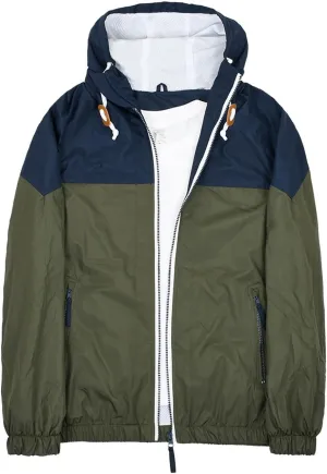 Rain Jacket for Men Lightweight Hooded Jackets Vintage Patchcolor Windbreaker Packable Raincoat for Hiking Outdoor