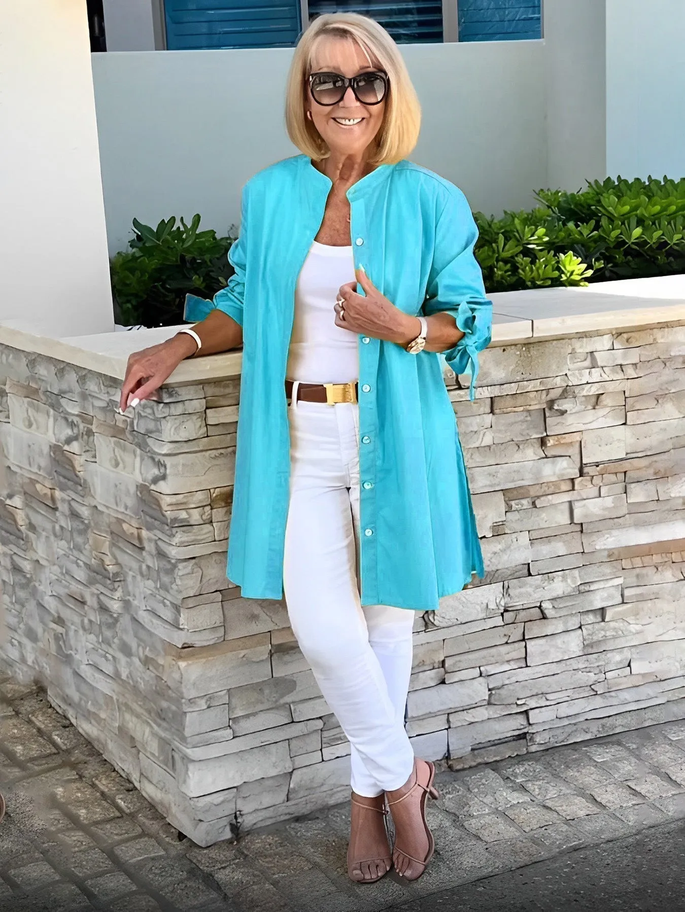 Reanah  Button-Up Longline Shirt Jacket
