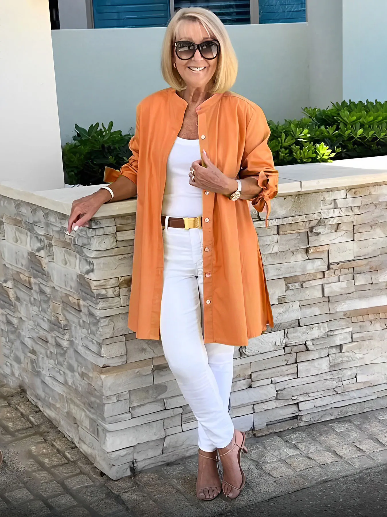 Reanah  Button-Up Longline Shirt Jacket