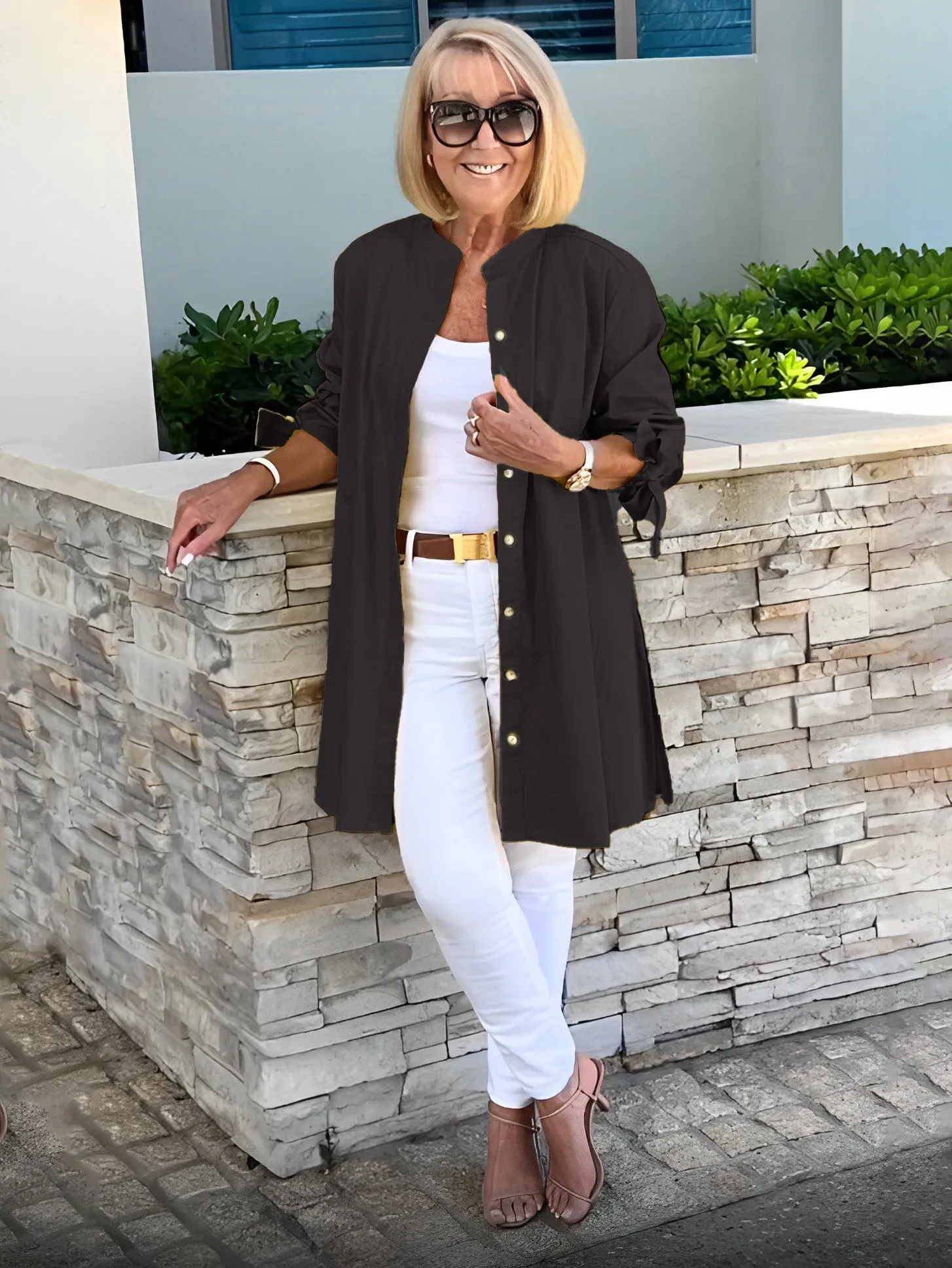 Reanah  Button-Up Longline Shirt Jacket