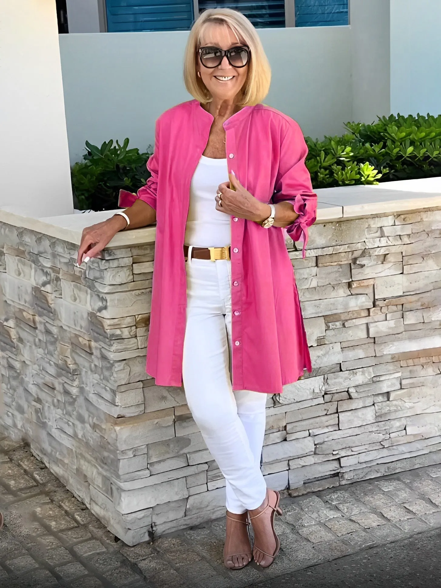 Reanah  Button-Up Longline Shirt Jacket