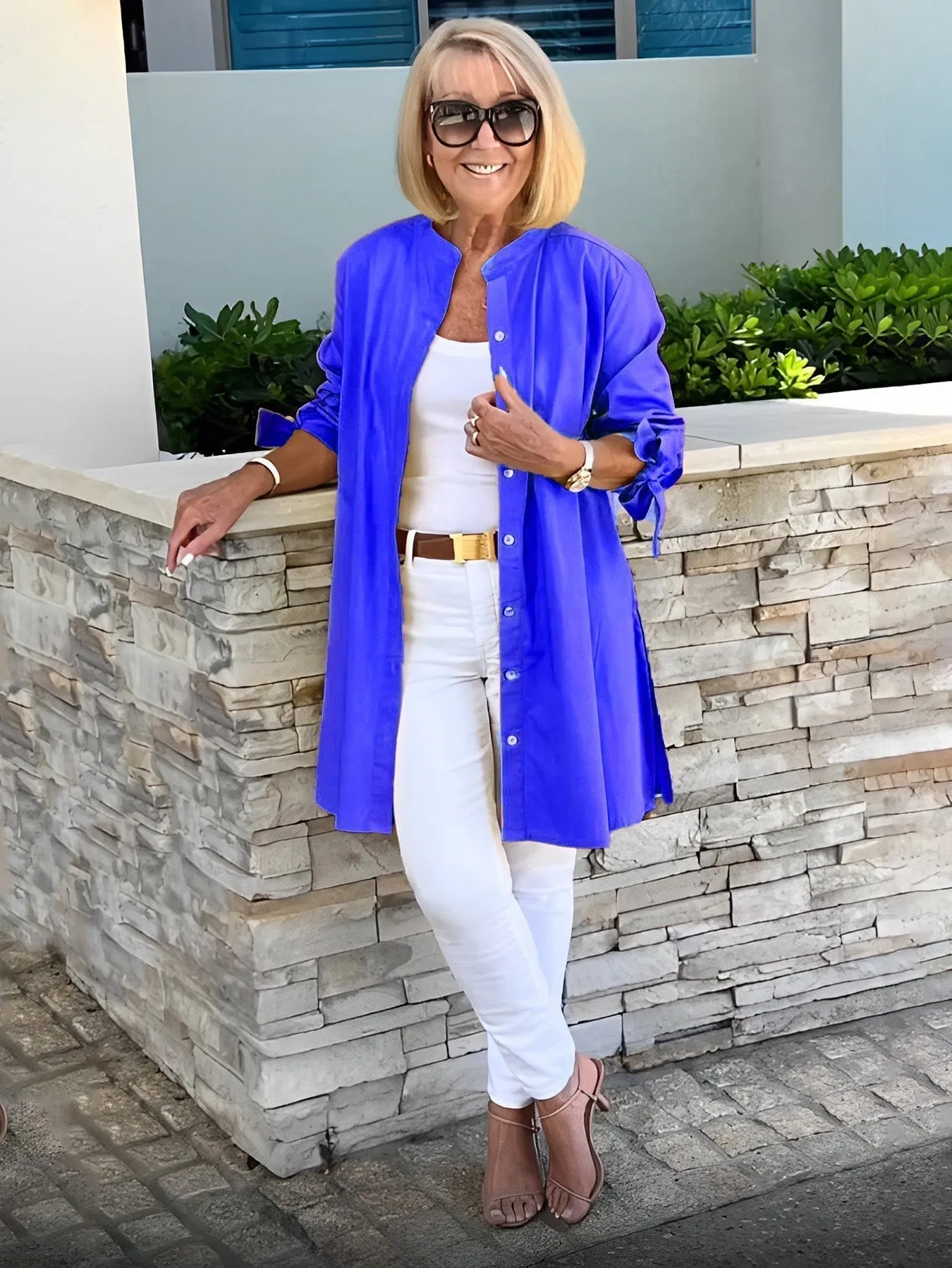 Reanah  Button-Up Longline Shirt Jacket