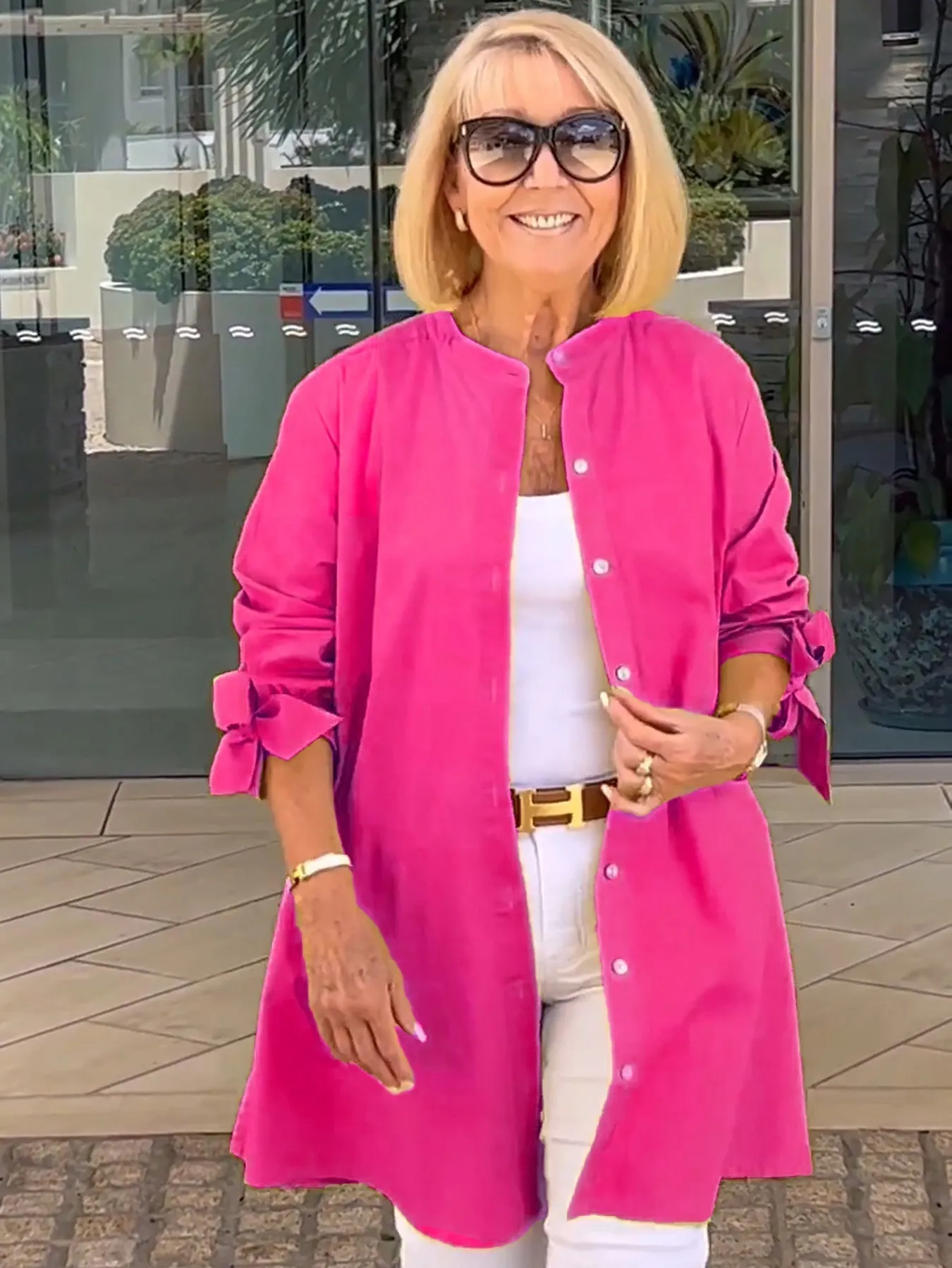 Reanah  Button-Up Longline Shirt Jacket