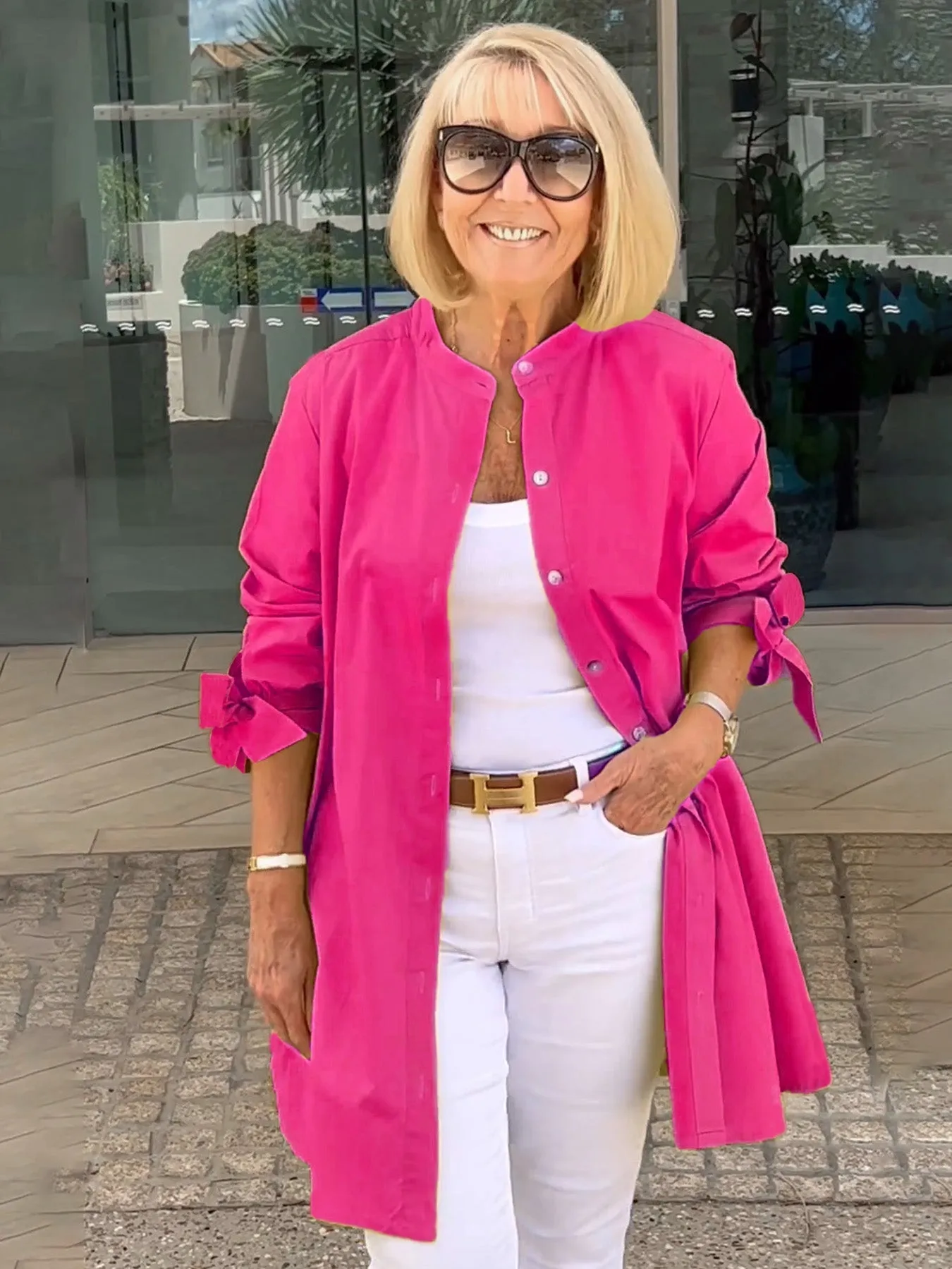 Reanah  Button-Up Longline Shirt Jacket