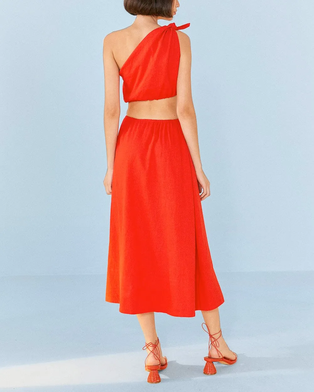 Red Midi Knot Dress