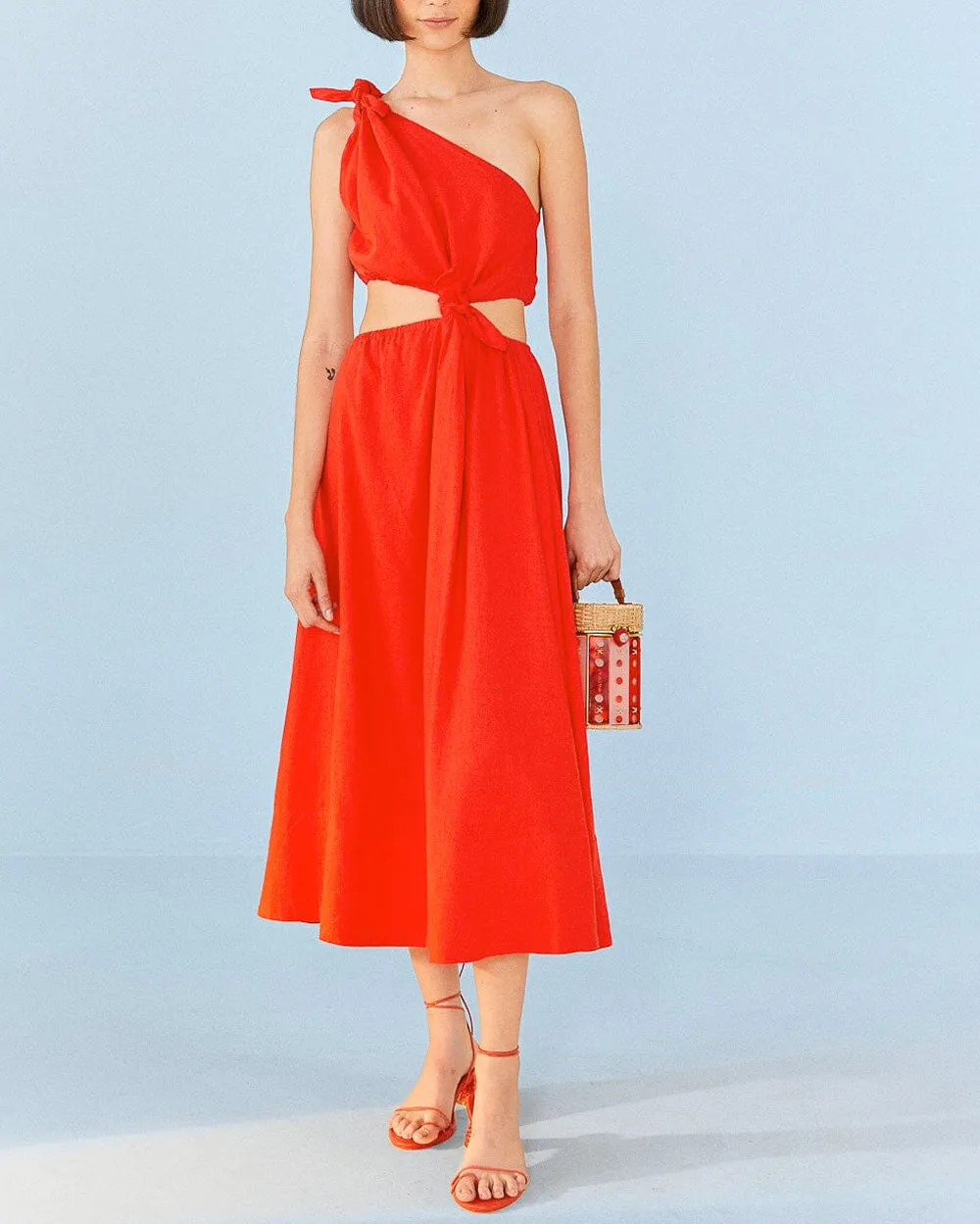 Red Midi Knot Dress