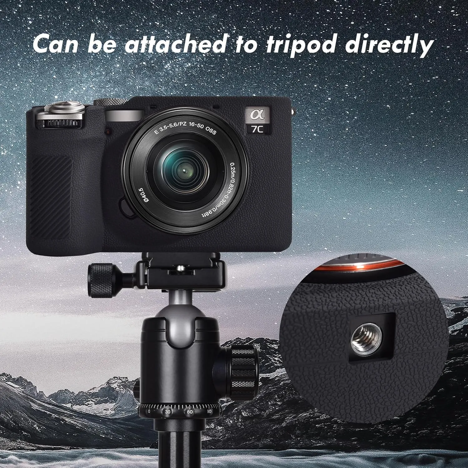Rieibi Alpha 7C II Camera Case, Non-Slip Texture Surface Camera Cover for Sony A7C M2/Sony A7C II/A7C 2 Anti-Scratch Soft Silicone Protective Case Lightweight Detachable Protector Shell, Black, camera