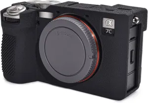 Rieibi Alpha 7C II Camera Case, Non-Slip Texture Surface Camera Cover for Sony A7C M2/Sony A7C II/A7C 2 Anti-Scratch Soft Silicone Protective Case Lightweight Detachable Protector Shell, Black, camera