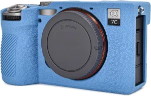 Rieibi Alpha 7C II Camera Case, Non-Slip Texture Surface Camera Cover for Sony A7C M2/Sony A7C II/A7C 2 Anti-Scratch Soft Silicone Protective Case Lightweight Detachable Protector Shell, Blue, camera